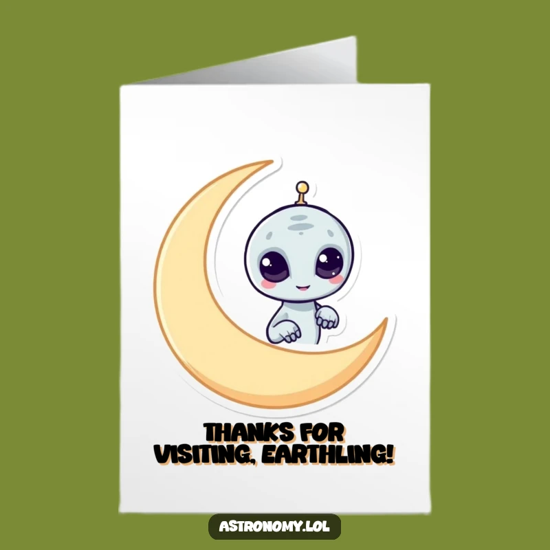 Free Printable Thank You Card: Sneaky Alien, Funny Downloadable Gift for Mysterious Gratitude