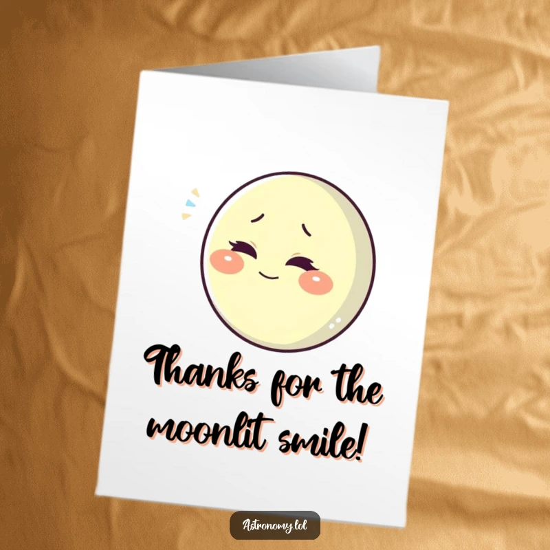 Funny Free Printable Thank You Card: A playful moon character offers a sly, knowing wink under the starry sky.