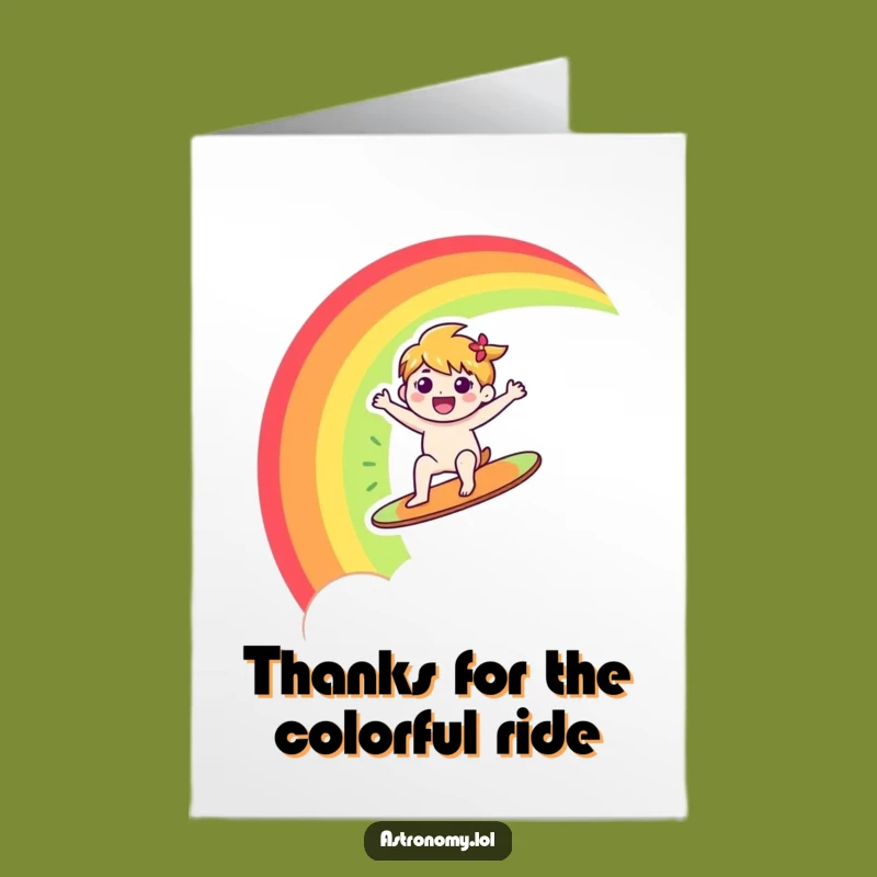 Free Printable Thank You Card: Rainbow Surfer Says Thanks
