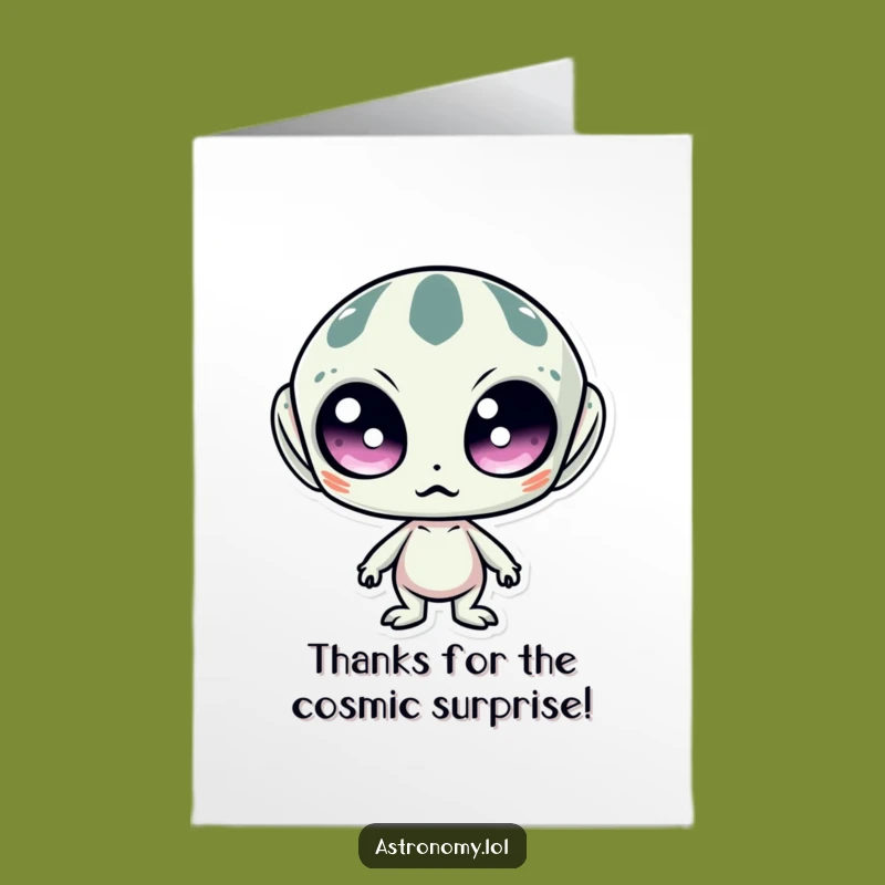 Free Printable Thank You Card: Surprised Alien Gratitude!