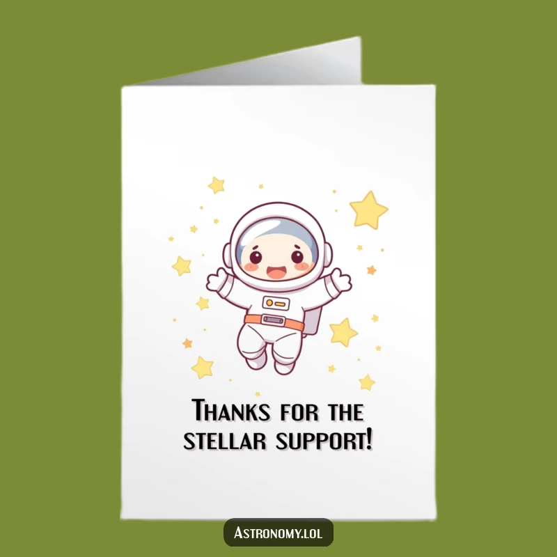 Free Printable Thank You Card: Cute Astronaut Floating, Funny Downloadable Gift Expressing Gratitude