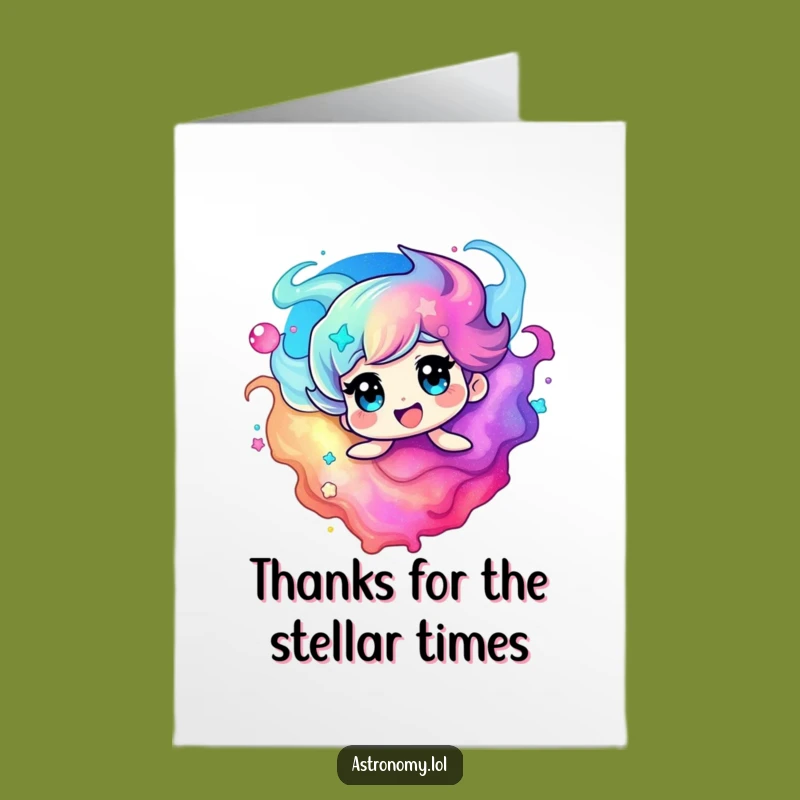 Free Printable Thank You Card: Colorful Nebula Expresses Gratitude Downloadable Gift