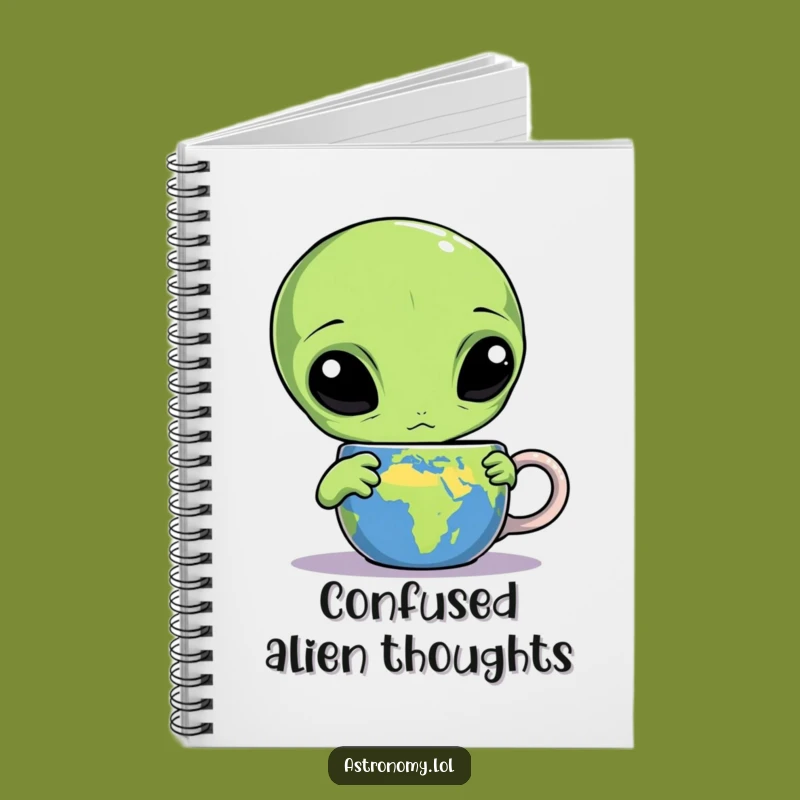 Funny Alien Earth Mug Notebook - Jot Down Cosmic Thoughts