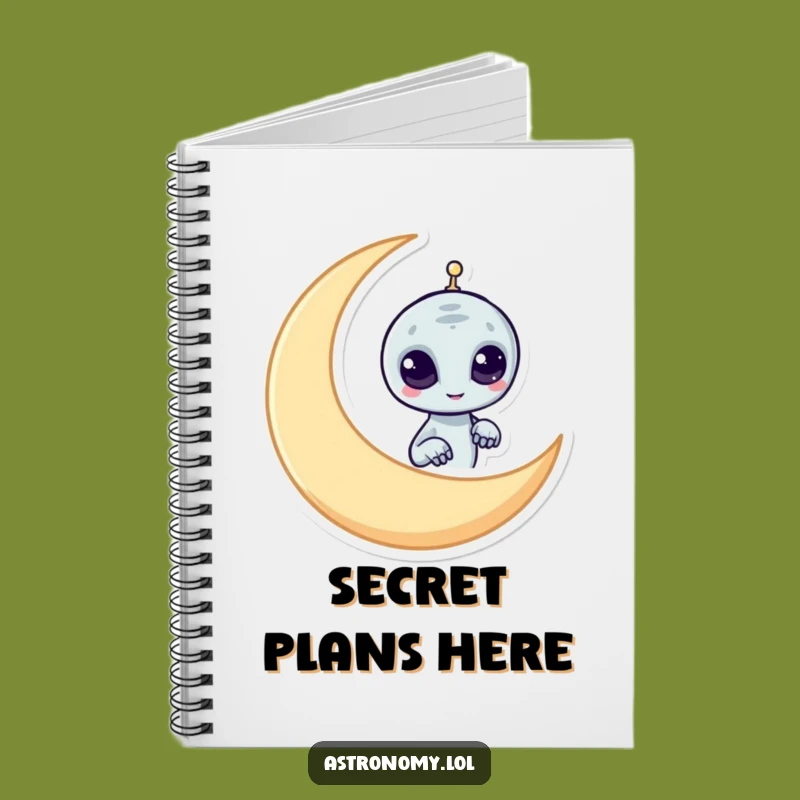 Funny Alien Notebook: Mischievous Moon Peeker Journal Gift