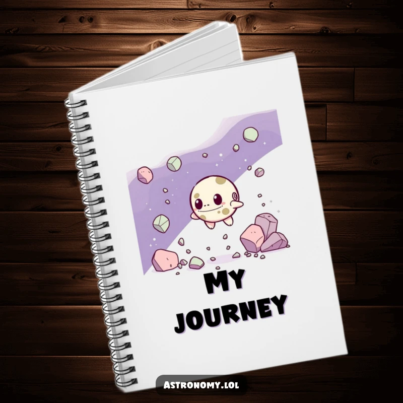 Funny Notebook: A Determined Asteroid Character Navigating Debris, ideal for planning and capturing resilient thoughts. A charming gift.