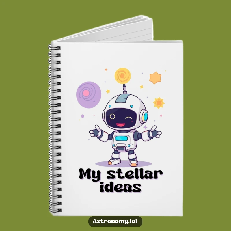 Funny Robot Juggling Galaxies Notebook Perfect for Creative Notes