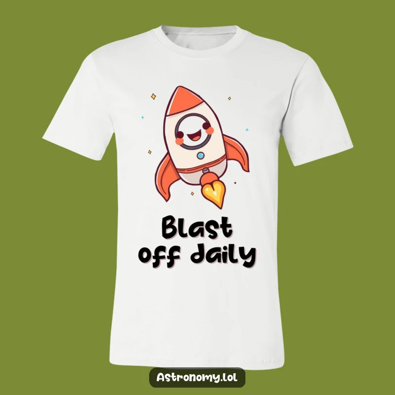 Funny Rocket Ship T-Shirt: Happy Blasting Off Character Tee Gift