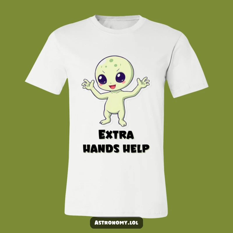 Funny Bouncing Alien T-Shirt: Three-Armed Wave Tee for Space Lovers