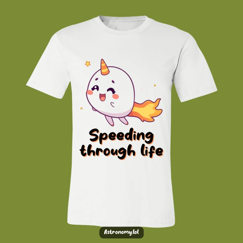 Funny Comet T-Shirt: Cheerful Zipping Character Fiery Tail Tee Gift