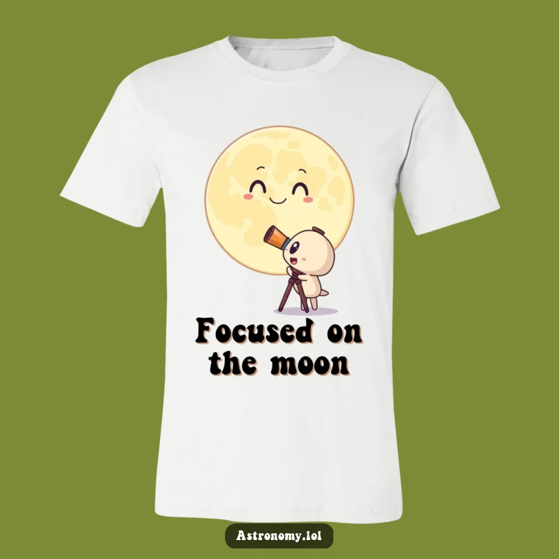 Funny Telescope T-Shirt: Surprised Character & Happy Moon, Unique Gift