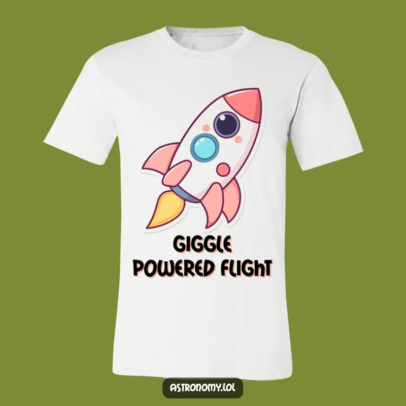 Funny Happy Rocket Giggles T-Shirt - Comical Space Apparel!