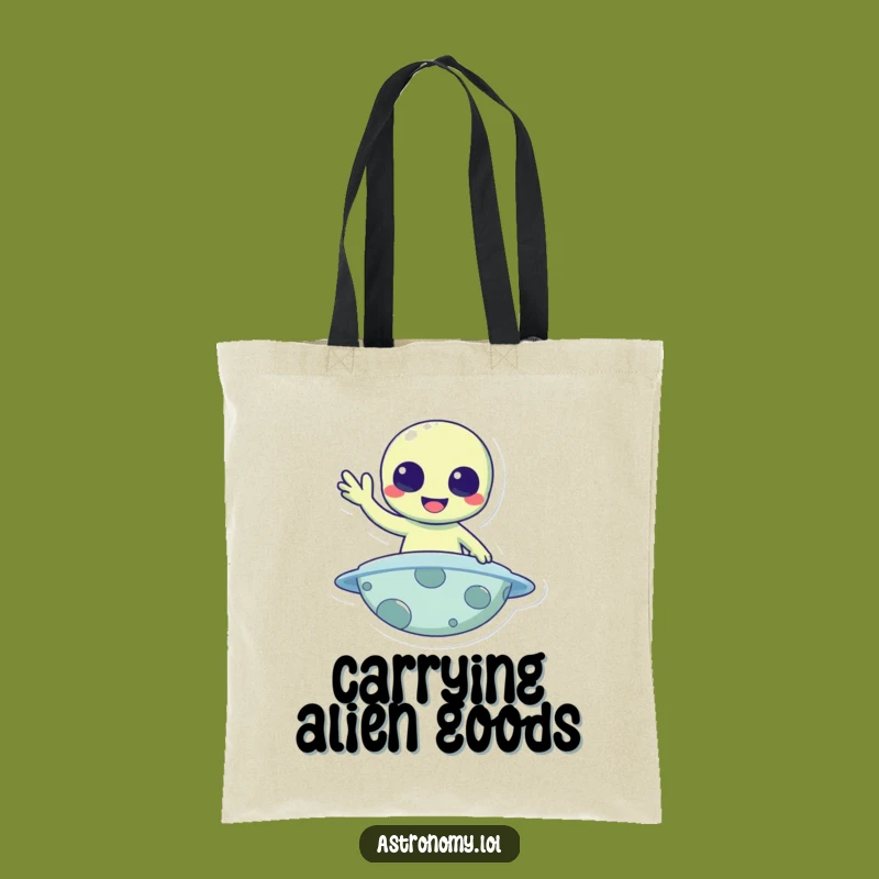 Funny Alien Hello Tote Bag: Cheerful Planet Dweller Carry-All Gift