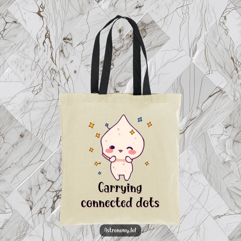 Funny Constellation Tote Bag with a playful character forming a silly shape, perfect for carrying essentials with cosmic fun.