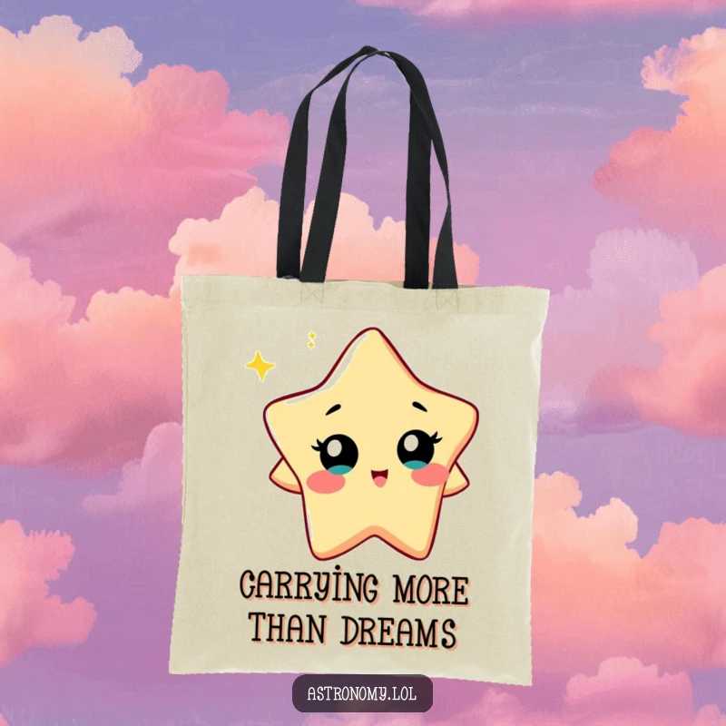 Funny Tote Bag: A Curious Star Character Twinkling with Playful Wonder, ideal for carrying essentials with a touch of humor. A great gift.