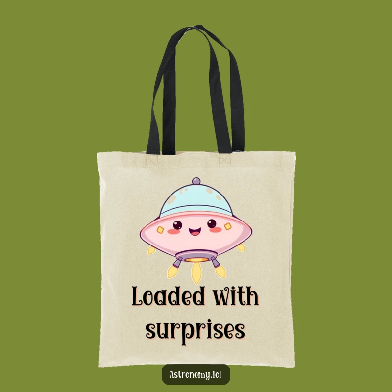 Funny UFO Tote Bag: Jolly Hovering Character, Handy & Hilarious Gift