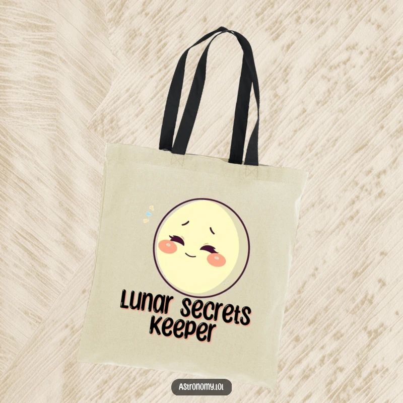Funny playful moon character winking slyly, a humorous and practical tote bag.